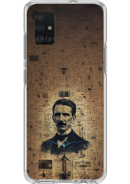 Samsung Galaxy A71 Uyumlu Şeffaf Kılıf Tesla Tasarımlı