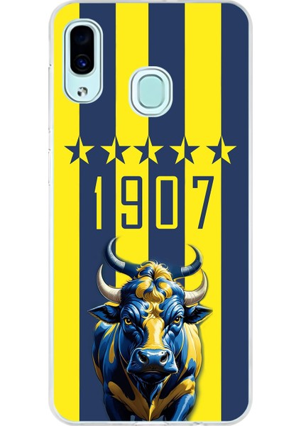 Samsung Galaxy A30 Uyumlu Şeffaf Kılıf 1907 Boğa Tasarımlı