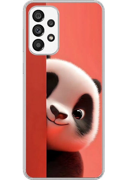Samsung Galaxy A73 Uyumlu Şeffaf Kılıf 4 Peluş Panda Tasarımlı