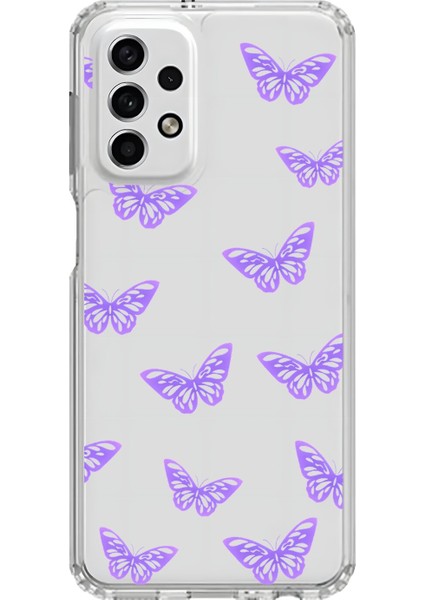Samsung Galaxy A33 Uyumlu Şeffaf Kılıf Kelebek 4 Tasarımlı