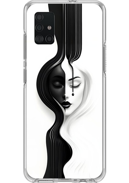 Samsung Galaxy A71 Uyumlu Şeffaf Kılıf Estetik Yüz 3 Tasarımlı