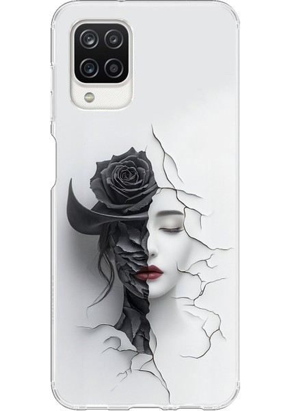 Samsung Galaxy A12 Uyumlu Şeffaf Kılıf Estetik Yüz 4 Tasarımlı