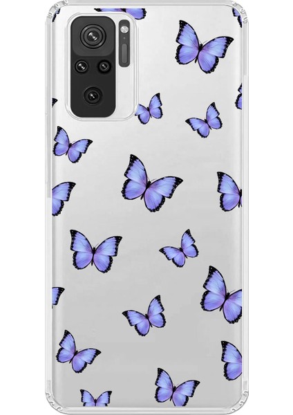 Xiaomi Redmi Note 10 Uyumlu Şeffaf Kılıf Kelebek 3 Tasarımlı