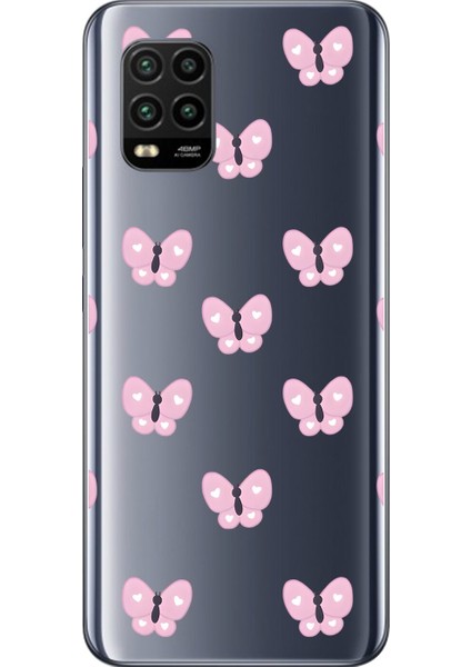 Xiaomi Mi 10 Lite Uyumlu Şeffaf Kılıf Kelebek 1 Tasarımlı