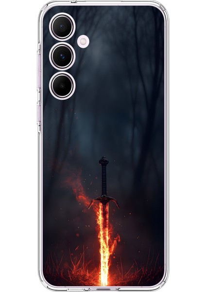 Samsung Galaxy A55 Uyumlu Şeffaf Kılıf Kılıç Tasarımlı
