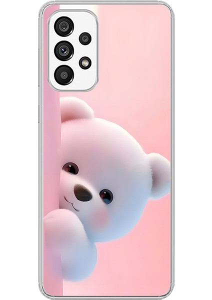 Samsung Galaxy A73 Uyumlu Şeffaf Kılıf 1 Peluş Ayıcık Tasarımlı