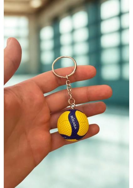 Voleybol Salon Topu Anahtarlık ve Çanta Süsü Sarı Lacivert Dokulu fiyatları