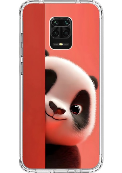 Xiaomi Redmi Note 9 Pro Uyumlu Şeffaf Kılıf 4 Peluş Panda Tasarımlı