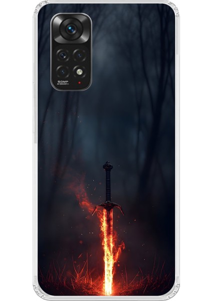 Xiaomi Redmi Note 11 Uyumlu Şeffaf Kılıf Kılıç Tasarımlı