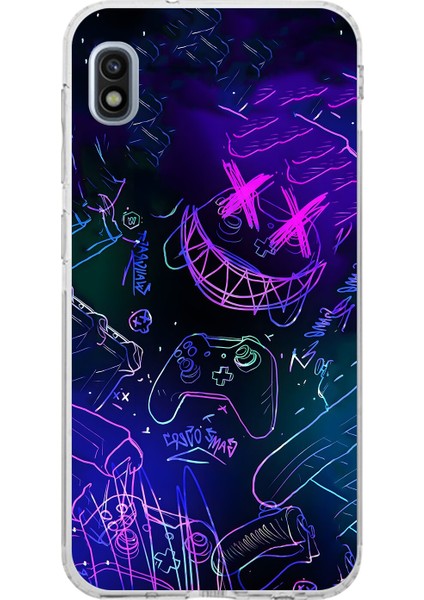 Samsung Galaxy A10 Uyumlu Şeffaf Kılıf Graffiti 4 Tasarımlı