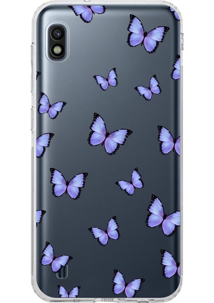 Samsung Galaxy A10 Uyumlu Şeffaf Kılıf Kelebek 3 Tasarımlı