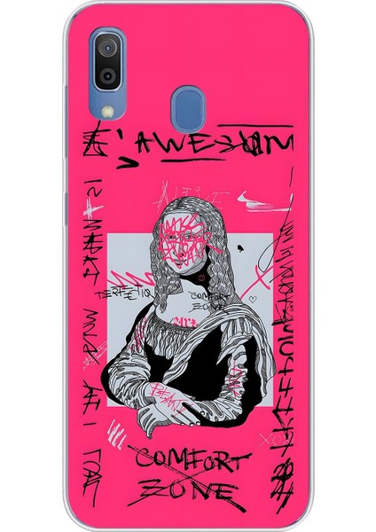 Samsung Galaxy A20 Uyumlu Şeffaf Kılıf Graffiti 1 Tasarımlı