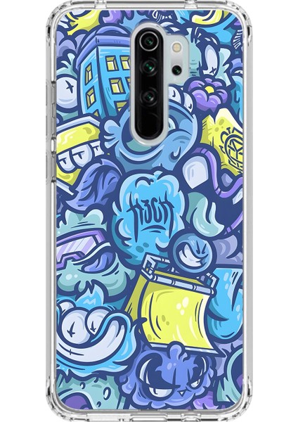 Xiaomi Redmi Note 8 Pro Uyumlu Şeffaf Kılıf Graffiti 9 Tasarımlı