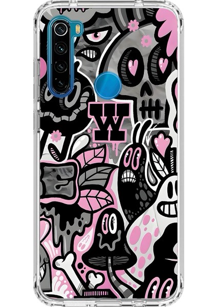 Xiaomi Redmi Note 8 Uyumlu Şeffaf Kılıf Graffiti 10 Tasarımlı