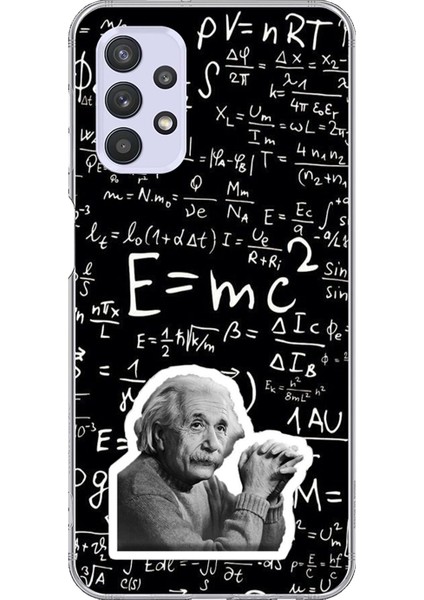 Samsung Galaxy A32 Uyumlu Şeffaf Kılıf Einstein Tasarımlı