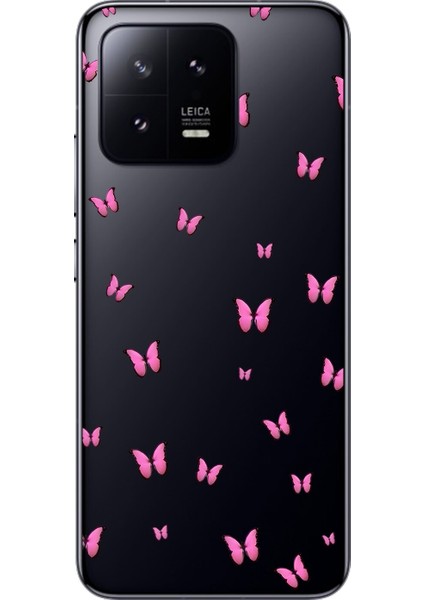 Xiaomi Mi 13 Pro Uyumlu Şeffaf Kılıf Kelebek 2 Tasarımlı