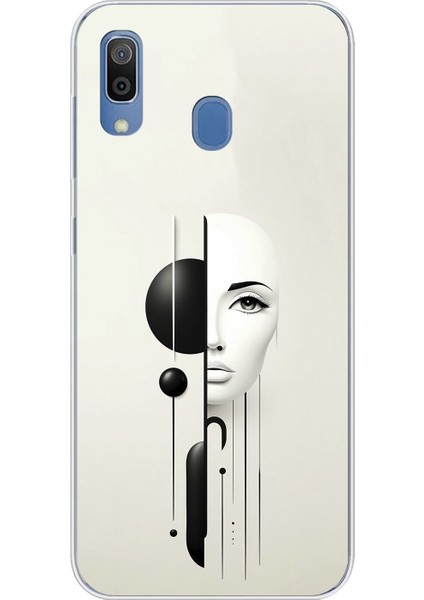 Samsung Galaxy A20 Uyumlu Şeffaf Kılıf Estetik Yüz 2 Tasarımlı