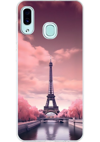 Samsung Galaxy A30 Uyumlu Şeffaf Kılıf Paris 3 Tasarımlı