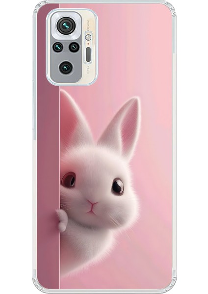 Xiaomi Redmi Note 10 Pro Uyumlu Şeffaf Kılıf 5 Peluş Tavşan Tasarımlı