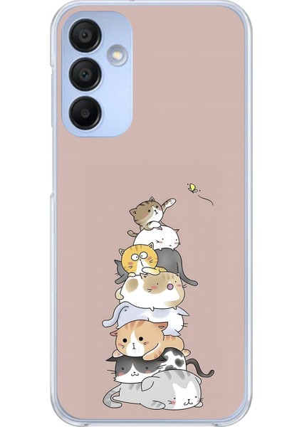 Samsung Galaxy A15 Uyumlu Şeffaf Kılıf Kedişler 1 Tasarımlı