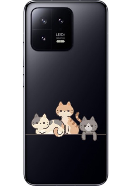 Xiaomi Mi 13 Pro Uyumlu Şeffaf Kılıf Kedişler 4 Tasarımlı