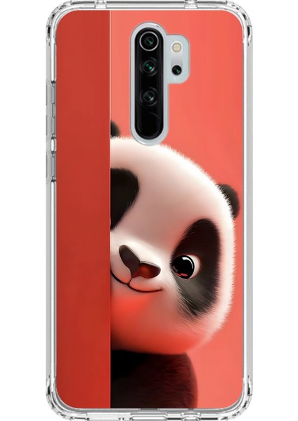 Xiaomi Redmi Note 8 Pro Uyumlu Şeffaf Kılıf 4 Peluş Panda Tasarımlı