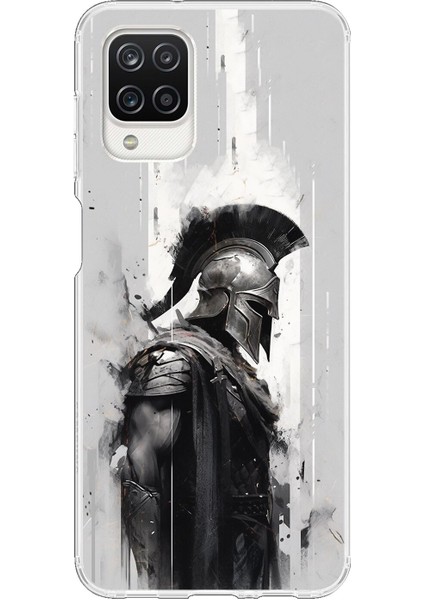 Samsung Galaxy A12 Uyumlu Şeffaf Kılıf Spartan 2 Tasarımlı