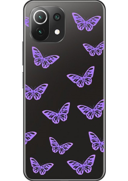 Xiaomi Mi 11 Lite Uyumlu Şeffaf Kılıf Kelebek 4 Tasarımlı