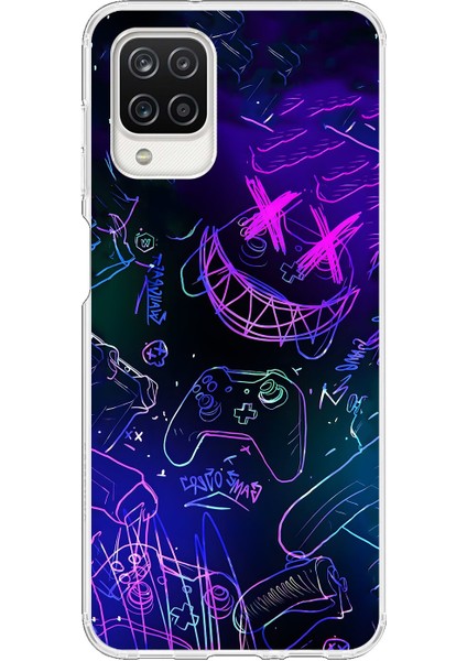 Samsung Galaxy A12 Uyumlu Şeffaf Kılıf Graffiti 4 Tasarımlı