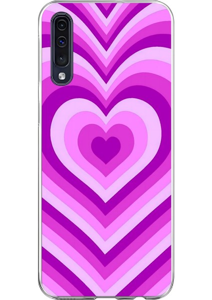 Samsung Galaxy A70 Uyumlu Şeffaf Kılıf Kalp 2 Tasarımlı