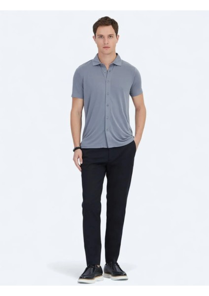Gri Düz Regular Fit Casual Gömlek