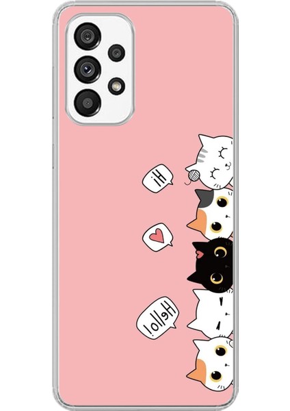 Samsung Galaxy A73 Uyumlu Şeffaf Kılıf Kedişler 2 Tasarımlı