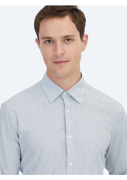 Siyah Çizgili Regular Fit Casual Pamuk Karışımlı Gömlek modelleri