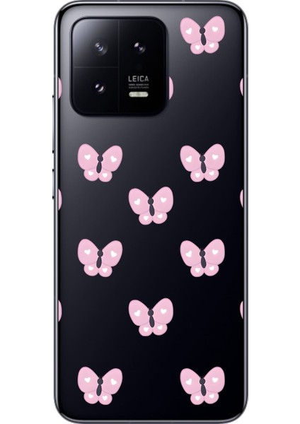 Xiaomi Mi 13 Pro Uyumlu Şeffaf Kılıf Kelebek 1 Tasarımlı