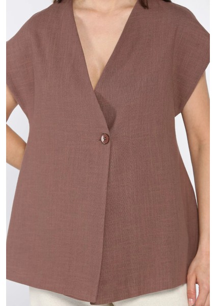 Kadın Astarlı Keten Yelek P-00017457 fırsatları