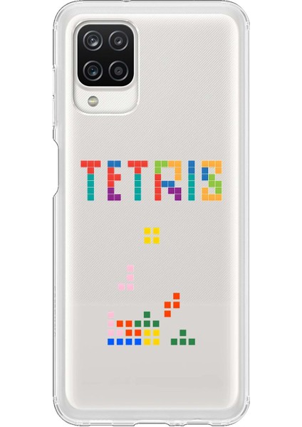 Samsung Galaxy A12 Uyumlu Şeffaf Kılıf 3 Tetris Tasarımlı