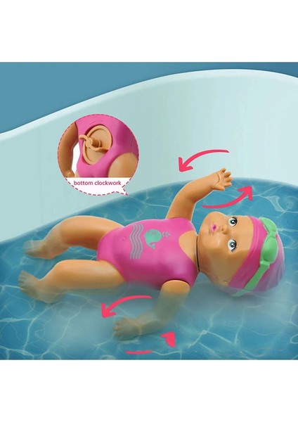 Pembe, 15 cm Boyunda Eğitici, Suyla Yüzen Kurmalı Bebek Oyuncağı modelleri