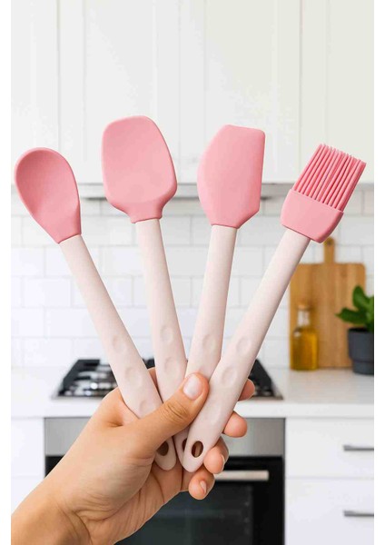 Silikon 4lü Spatula Fırça Seti Mini Set