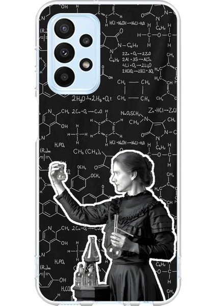 Samsung Galaxy A23 Uyumlu Şeffaf Kılıf Marie Curie Tasarımlı