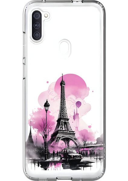 Samsung Galaxy A11 Uyumlu Şeffaf Kılıf Paris 1 Tasarımlı