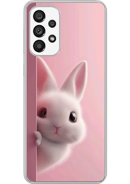 Samsung Galaxy A73 Uyumlu Şeffaf Kılıf 5 Peluş Tavşan Tasarımlı