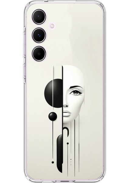 Samsung Galaxy A55 Uyumlu Şeffaf Kılıf Estetik Yüz 2 Tasarımlı