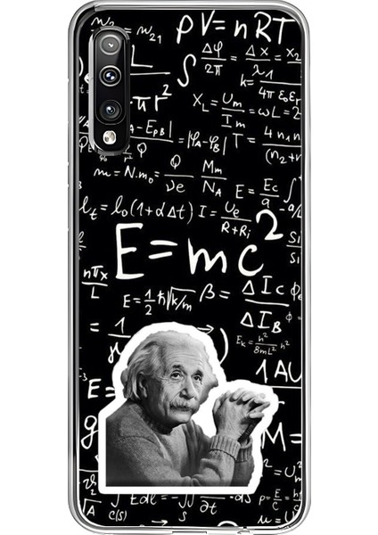 Samsung Galaxy A50 Uyumlu Şeffaf Kılıf Einstein Tasarımlı