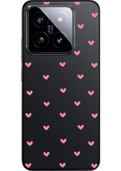 Xiaomi Mi 14 Uyumlu Şeffaf Kılıf Şeffaf Kalp 1 Tasarımlı