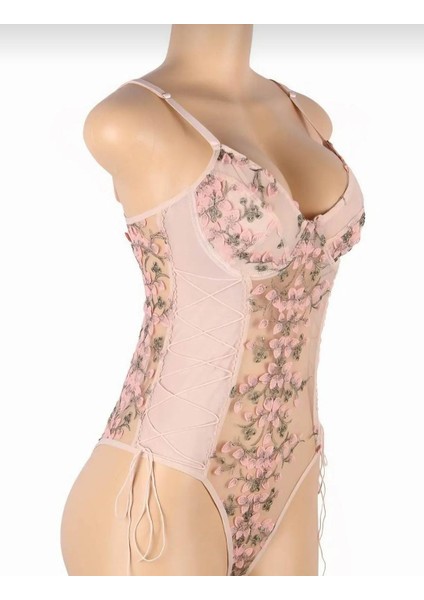 Işlemeli Transparan Body, Gecelik, Transparan Gecelik, Body Gecelik, Çiçekli Gecelik, Iç Gösteren Gecelik