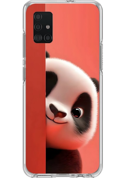 Samsung Galaxy A71 Uyumlu Şeffaf Kılıf 4 Peluş Panda Tasarımlı