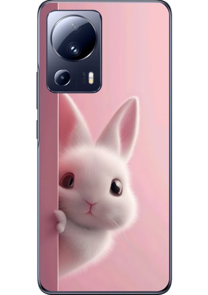 Xiaomi Mi 13 Lite Uyumlu Şeffaf Kılıf 5 Peluş Tavşan Tasarımlı