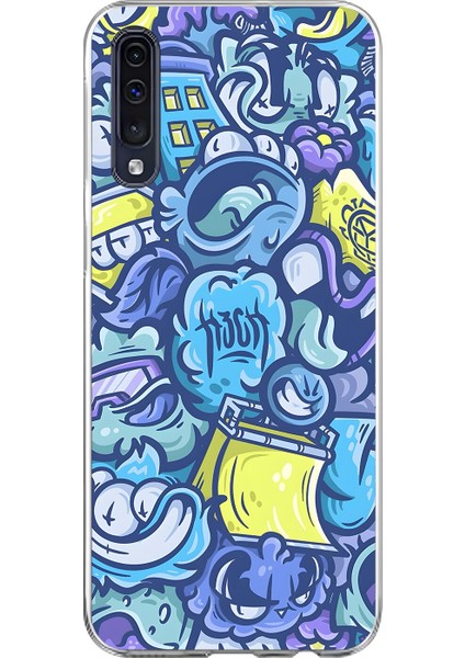 Samsung Galaxy A70 Uyumlu Şeffaf Kılıf Graffiti 9 Tasarımlı