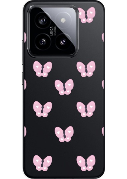 Xiaomi Mi 14 Pro Uyumlu Şeffaf Kılıf Kelebek 1 Tasarımlı