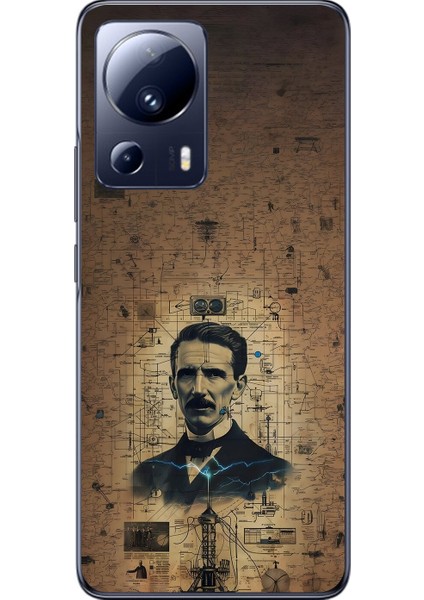 Xiaomi Mi 13 Lite Uyumlu Şeffaf Kılıf Tesla Tasarımlı